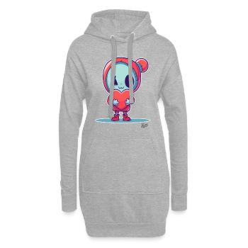 Poupée zombie heureuse avec coeur pour l’amour - Sweat-shirt à capuche long Femme - gris chiné - Devant