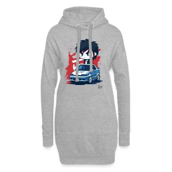 Chibi JDM Straßen-Rennfahrer Junge - Hoodie-Kleid - Grau meliert - Vorne