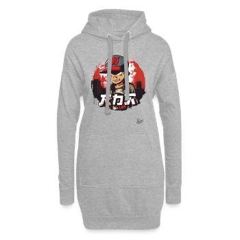 Wütender kleiner Urban Hip-Hop Junge - Hoodie-Kleid - Grau meliert - Vorne