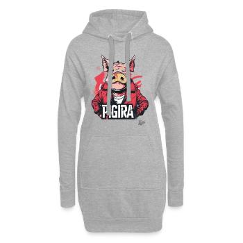 A-Kira : Parodie de film d’animation des années 90 – Pig the Pigira - Sweat-shirt à capuche long Femme - gris chiné - Devant