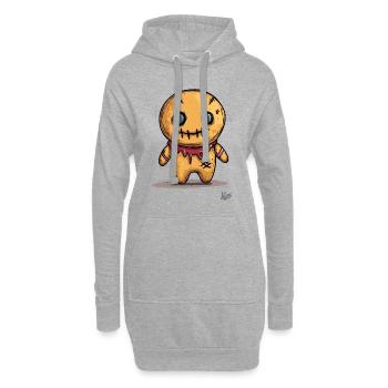Voodoo-Puppen-Lebkuchenmann - Hoodie-Kleid - Grau meliert - Vorne