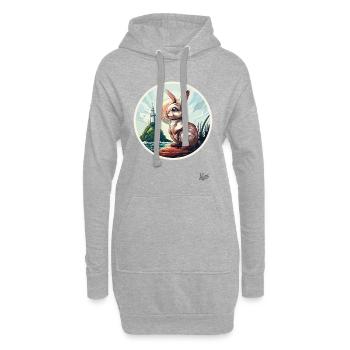 Le lièvre au phare - Sweat-shirt à capuche long Femme - gris chiné - Devant
