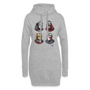 Mittelalterliche Helme der Ritter - Hoodie-Kleid - Grau meliert - Vorne