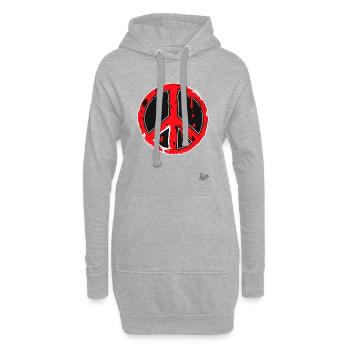 Frieden in Gefahr: Tropfendes Friedenszeichen - Hoodie-Kleid - Grau meliert - Vorne