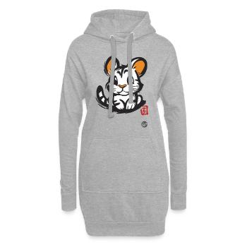 Niedliche Maus-Tiger-Katze - Hoodie-Kleid - Grau meliert - Vorne