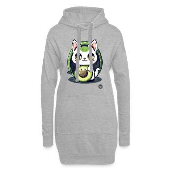 Avocato: Die süßeste Katze trifft Avocado - Hoodie-Kleid - Grau meliert - Vorne