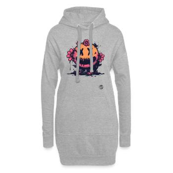 Drôle X-Eyes Horreur Fleur - Sweat-shirt à capuche long Femme - gris chiné - Devant