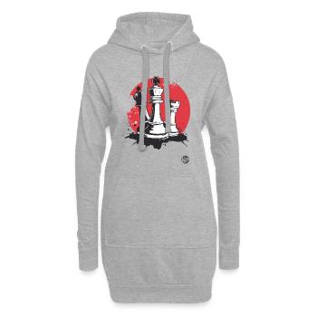 Echecs Roi, Tour et Fou - Sweat-shirt à capuche long Femme - gris chiné - Devant