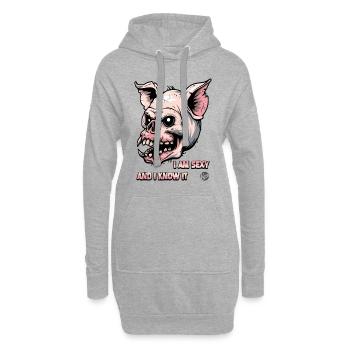 Je suis sexy et je le sais, cochon zombie - Sweat-shirt à capuche long Femme - gris chiné - Devant