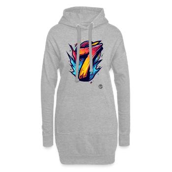 Knalliges "7" Design mit explosiven Farben - Hoodie-Kleid - Grau meliert - Vorne