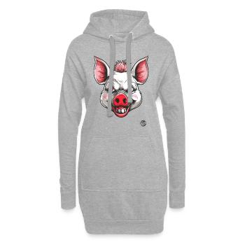 Cochon blanc effrayant psycho horreur - Sweat-shirt à capuche long Femme - gris chiné - Devant