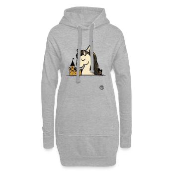 Château mignon et licorne magique - Sweat-shirt à capuche long Femme - gris chiné - Devant
