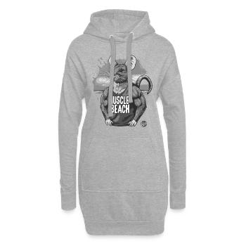 Retro Bodybuilder Muskel Strand Ratte - Hoodie-Kleid - Grau meliert - Vorne