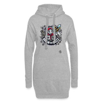 Kaffee- und Musikliebhaber Design mit Biene - Hoodie-Kleid - Grau meliert - Vorne