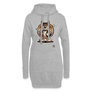 Retro Cartoon Hund – Lustiges Hunde-Design - Hoodie-Kleid - Grau meliert - Vorne