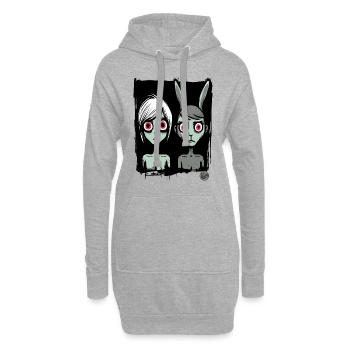 Deux filles sombres comme personnages de dessins animés - Sweat-shirt à capuche long Femme - gris chiné - Devant