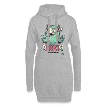 Cooles lustiges Monster - Hoodie-Kleid - Grau meliert - Vorne