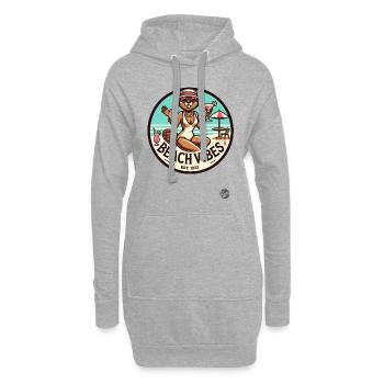 Biber-Dame bringt Retro Urlaub Strand-Vibes - Hoodie-Kleid - Grau meliert - Vorne