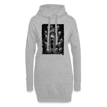 Junge im Kerker mit Totenköpfen - Hoodie-Kleid - Grau meliert - Vorne