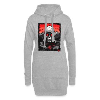 Crâne Faucheuse - Sweat-shirt à capuche long Femme - gris chiné - Devant