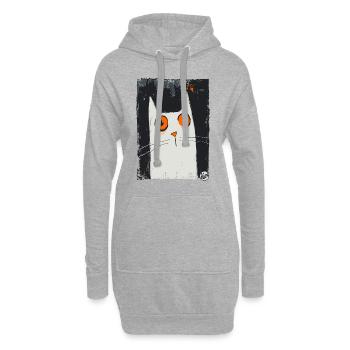 L’art de la surprise – Un chat - Sweat-shirt à capuche long Femme - gris chiné - Devant