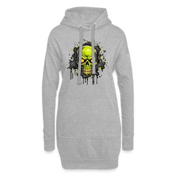 Crâne rieur, vert dégoulinant - Sweat-shirt à capuche long Femme - gris chiné - Devant
