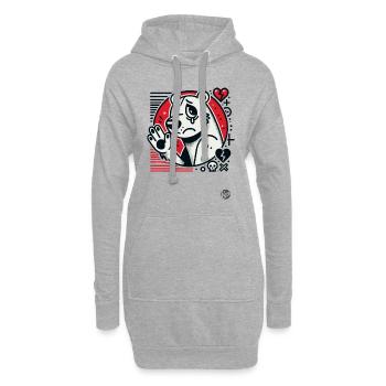 Trauriger Bär winkt mit Herzen zum Abschied - Hoodie-Kleid - Grau meliert - Vorne