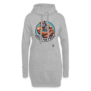 Harter Bodybuilder-Bär: Umarmungen gratis - Hoodie-Kleid - Grau meliert - Vorne