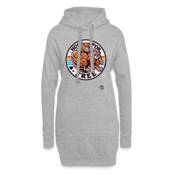 Bodybuilder-Bär Kleine Bären-Umarmungen Gratis - Hoodie-Kleid - Grau meliert - Vorne