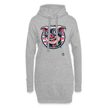 Old School Motorrad Biker Schwein - Hoodie-Kleid - Grau meliert - Vorne