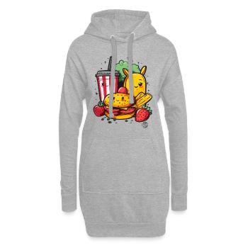 Kawaii Fast Food - Süß und Lecker - Hoodie-Kleid - Grau meliert - Vorne
