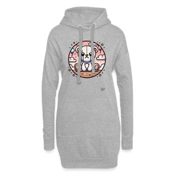 Ours en peluche triste et mignon - Sweat-shirt à capuche long Femme - gris chiné - Devant