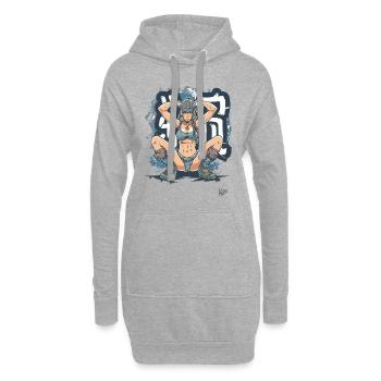 Wikinger Kriegerin und Graffiti - Hoodie-Kleid - Grau meliert - Vorne