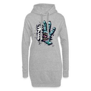 La main de l’horreur - Sweat-shirt à capuche long Femme - gris chiné - Devant