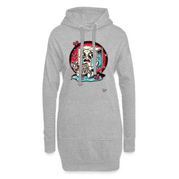 Weinender Zuckerwürfel: Leben ohne Zucker - Hoodie-Kleid - Grau meliert - Vorne