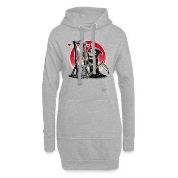 Parodie : Grim Reaper aime la guillotine avec le cœur - Sweat-shirt à capuche long Femme - gris chiné - Devant