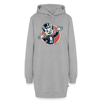 Fröhliche Katze im Smoking und Hut - Hoodie-Kleid - Grau meliert - Vorne