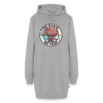 Cerveau : Pas de cerveau, pas de douleur avec le pouce levé - Sweat-shirt à capuche long Femme - gris chiné - Devant