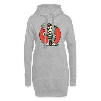 Schick gekleideter Hund mit einem Ballon - Hoodie-Kleid - Grau meliert - Vorne