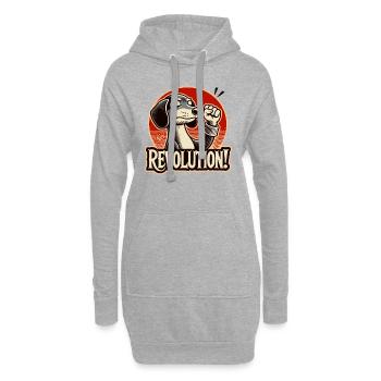 Révolution spirituelle et teckel poing levé - Sweat-shirt à capuche long Femme - gris chiné - Devant