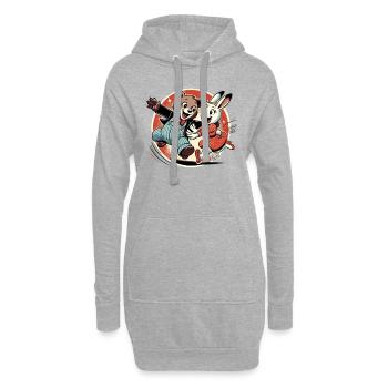 Bär und Hase glücklich zusammen - Hoodie-Kleid - Grau meliert - Vorne