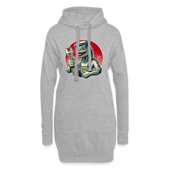Artisan lézard avec clé - Sweat-shirt à capuche long Femme - gris chiné - Devant