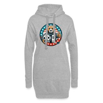 Ours de football avec ballon et pouce vers le haut - Sweat-shirt à capuche long Femme - gris chiné - Devant
