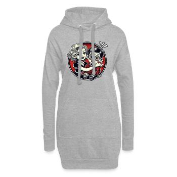 femme rétro prenant soin d’un nerd timide - Sweat-shirt à capuche long Femme - gris chiné - Devant