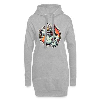 Unzufrieden und Daumen-runter-Zombie-Nashorn - Hoodie-Kleid - Grau meliert - Vorne