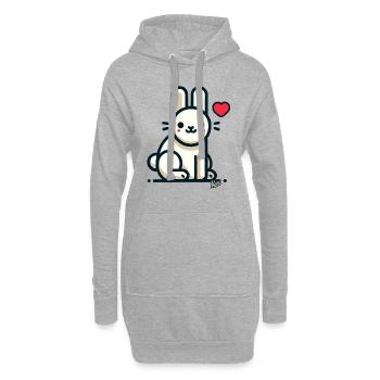Amour Coeur Lapin - Sweat-shirt à capuche long Femme - gris chiné - Devant