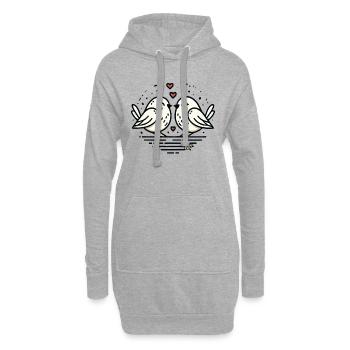 Des tourtereaux de cœur, des tourtereaux d’amour - Sweat-shirt à capuche long Femme - gris chiné - Devant