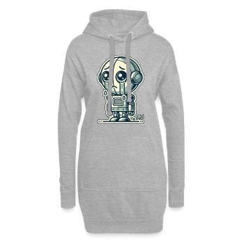 Alles wird gut, kleiner trauriger Roboter - Hoodie-Kleid - Grau meliert - Vorne