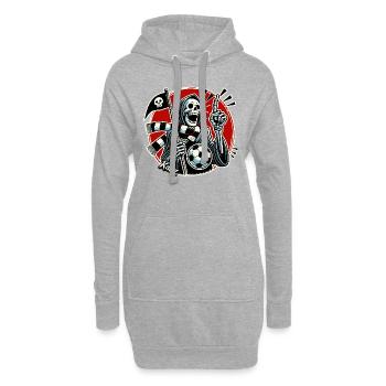 Sensenmann ist ein Fußballfan beim Fußball - Hoodie-Kleid - Grau meliert - Vorne