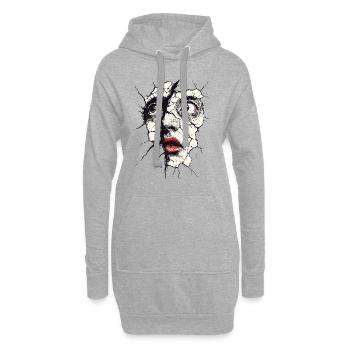 Zerbrochenes Gesicht Kunstvolles Porträt - Hoodie-Kleid - Grau meliert - Vorne